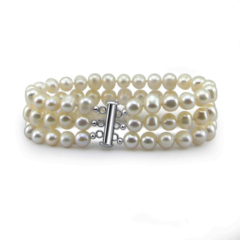 18ct White Gold Akoya Pearl Chain Bracelet – Mallory